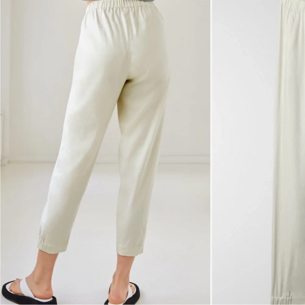 Aritzia Babaton Dexter Pants Linen Blend Light Beige Cream Pull On Joggers XS
